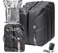 Black Voyage Reusable Vacuum Compression Travel Bag for Carry-On Suitcase and Backpack, Recycled IP67 Waterproof Space Saver Airback Vacpack (1-Pack, 18L - Pump Included)