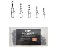Blackwater 50 Pack Fishing Swivels Barrel Interlock Snap Link Clip Quick Change Mixed Sizes 2 4 6 8 10 Clear Compartment Storage Case High Strength Rolling Connectors Sea Carp Spinner Lure Rig