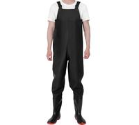 Blackwater PVC WADERS BLACK FLY FISHING BOOTED WITH BOOTS CHEST SIZE 8 9 10 WELLINGTON POND RUBBER STRONG WATERPROOF HUNTING MENS CARP COARSE QUICK RELEASE STRAPS BUCKLE (UK size 9)