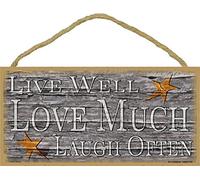 Blackwater Trading Stars Live Well Love Much Laugh Often Primitive Rustic Sign 5"X10"