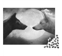 BlackWhiteWolfMoon 1000 Piece Jigsaw Puzzle Cognitive Development Travel Jigsaw Puzzle Stay at Home Activity 100% Recycled 52x38cm/1000pcs