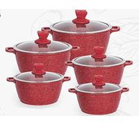 Blacstone Marbell Die-Cast Aluminium Stockpot 5pc Set Marble Effect Non-Stick (Black)