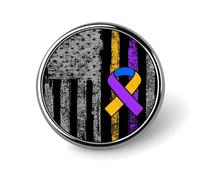 Bladder Cancer Awareness America Flag Round Metal Badge Lapel Pin,Stylish Patriotic Pattern Button Brooch Decorative Badges for Men Women