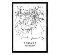 Blade Ankara city map Nordic style black and white. Poster A4 Printed paper No 250 gr. Paintings, prints and posters for living room and bedroom