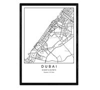 Blade Dubai city map Nordic style black and white. A3 size poster Printed paper No 250 gr. Paintings, prints and posters for living room and bedroom