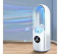 Blade-Free Silent Portable Air Conditioner,Vortex Air,USB Powered Cooling Fan with 6 Wind Speeds,Desktop Bedroom Fan,Humidification Function,100ml Water Tank,Energy-Saving Fan for Home Office (White)