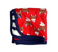 Blade & Rose | Blanket For Babies & Toddlers |95% Cotton | Red/Blue | Highland Cow Design