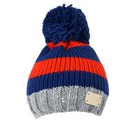Blade & Rose Bobble Hat | Fleece Lined Chunky Knit Striped Winter Hat with Pom Pom | Unisex Beanie for Babies & Toddlers 0 Months - 6 Years | Red, Blue & Grey