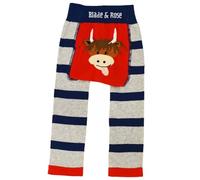 Blade & Rose | Hamish The Highland Cow Leggings | Unisex Clothing for Babies & Toddlers 1-2 Years | Blue/Red/Grey
