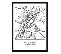 Blade Vienna city map Nordic style black and white. Poster A4 Printed paper No 250 gr. Paintings, prints and posters for living room and bedroom