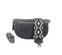 Blade Women's Bum Bag, Handmade Suede Bag, Crossbody Bag, Belt Bag, Genuine Leather with Patterned Straps, 3 Sizes, Stylish Shoulder Bag from Italy, Gift for Her, Leather Bag, Dark grey-4, Small