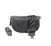 Blade Women's Bum Bag, Handmade Suede Bag, Crossbody Bag, Belt Bag, Genuine Leather with Patterned Straps, 3 Sizes, Stylish Shoulder Bag from Italy, Gift for Her, Leather Bag, Dark Grey-3, Medium
