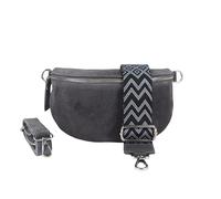 Blade Women's Bum Bag, Handmade Suede Bag, Crossbody Bag, Belt Bag, Genuine Leather with Patterned Straps, 3 Sizes, Stylish Shoulder Bag from Italy, Gift for Her, Leather Bag, Dark Grey-2, Large