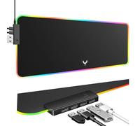 BladeHawks RGB Gaming Mouse Pad with 4Port USB Hub, 14 Lighting Modes, Oversize Anti-Slip Rubber Base, Waterproof Coating Mouse Mat for Desk Laptop Computer, PC Games, Office