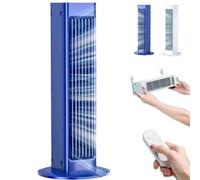 Bladeless Air Conditioner Fan Quiet Mini Split AC Unit Wall Mounted No Drilling 3 Speed Personal Cooling Fan with Remote Control for Baby Pets Sleep (Blue,Rechargeable)