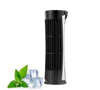 Bladeless Fan with Powerful Airflow, Portable Standing Fan that Blows Cold Air for Home, Electric Standing Air Circulator With LED Lights, USB Powered Safe Design for Bedroom, Home, Office (Black)