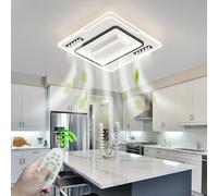 Bladeless Low Profile Ceiling Fan with Remote - 100cm F Mount White LED Lighting Stepless Dimmable Silent Square Design for Bedroom & Living Room