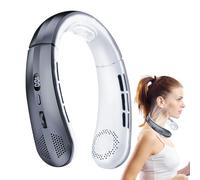 Bladeless Neck Fan with LED Display - Portable USB Rechargeable Fan | 360° Quiet Air Flow | Silicone Design for Travel, Office and Sports (Does Not Strip AC