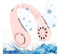 Bladeless Neck Portable Fan With 3+2 Speeds and 3000mAh Rechargeable Battery - Wearable USB Neckband for Men Women, Suitable for Home, Office, Sport, Outdoor (Pink Plus)