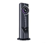 Bladeless Standing Fan with LED Desk Lamp 6 Speed Modes Silent Operation for Bedroom Living Room 32.5cm(Black)