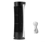 Bladeless Tower Fan with Dual Wind Speeds and LED Illumination, USB Powered for Convenient Cooling and Safe Use Around Children and Pets (Black)