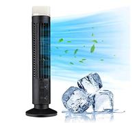 Bladeless Tower Fan with LED Light, Portable USB Rechargeable Standing Fan, Super Quiet Mini Vertical Conditioner for Home Office Bedroom