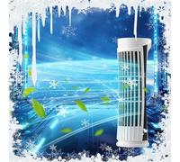 Bladeless Tower Fan with Powerful Airflow, Standing Fan that Blows Cold Air for Home, Electric Standing Air Circulator with LED Lights USB Powered Safe Design for Bedroom, Home, Office (B)