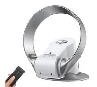 Bladeless Wall Mount Fan with Remote Control,Leafless Wall Fan Oscillating Fans for Indoors,14" Small Quiet Tower Fan 80° Oscillating Bladeless Fans for Bedroom Sleeping,Living Room,Office(Silver)