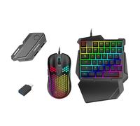 Blader RGB Gaming Set with One-Handed Keyboard, Honeycomb Gaming Mouse, Game Converter, OTG Adapter for Mobile Gaming, Rainbow LED Backlit