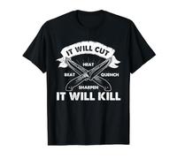 Bladesmith Forging Humor Heat Beat Quench Sharpen Cut Value Graphic T-Shirt, Men, Black, M