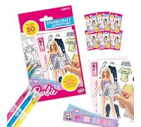 BLADEZ Barbie Sticker Activity Set - 50pcs Kids Craft Set with Customisable Card Dolls, Colouring Sheets, Pens & Accessories - Creative Gifts for Kids - Creative Maker Kitz Toyz - 1 Pack