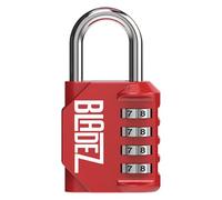 Bladez Combination Padlock with Code, Heavy Duty 4 Digit Pad Locks with Code, Weatherproof & Rust Resistant Locker Padlocks for Gym, School, Shed, Toolbox, Storage & Gate Pack of 1 Red