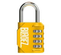 Bladez Combination Padlock with Code, Heavy Duty 4 Digit Pad Locks with Code, Weatherproof & Rust Resistant Locker Padlocks for Gym, School, Shed, Toolbox, Storage & Gate Pack of 1 Yellow