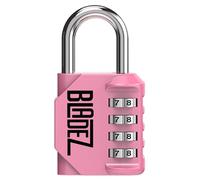 Bladez Combination Padlock with Code, Heavy Duty 4 Digit Pad Locks with Code, Weatherproof & Rust Resistant Locker Padlocks for Gym, School, Shed, Toolbox, Storage & Gate Pack of 1 Pink