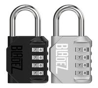 Bladez Combination Padlock with Code, Heavy Duty 4 Digit Pad Locks with Code, Weatherproof & Rust Resistant Locker Padlocks for Gym, School, Shed, Toolbox, Storage & Gate Pack of 2 Black & Silver