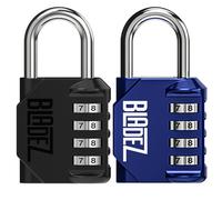 Bladez Combination Padlock with Code, Heavy Duty 4 Digit Pad Locks with Code, Weatherproof & Rust Resistant Locker Padlocks for Gym, School, Shed, Toolbox, Storage & Gate Pack of 2 Black & Blue