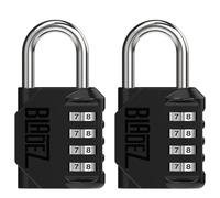 Bladez Combination Padlock with Code, Heavy Duty 4 Digit Pad Locks with Code, Weatherproof & Rust Resistant Locker Padlocks for Gym, School, Shed, Toolbox, Storage & Gate Pack of 2 Black & Black