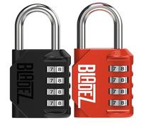 Bladez Combination Padlock with Code, Heavy Duty 4 Digit Pad Locks with Code, Weatherproof & Rust Resistant Locker Padlocks for Gym, School, Shed, Toolbox, Storage & Gate Pack of 2 Black & Red
