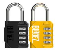 Bladez Combination Padlock with Code, Heavy Duty 4 Digit Pad Locks with Code, Weatherproof & Rust Resistant Locker Padlocks for Gym, School, Shed, Toolbox, Storage & Gate Pack of 2 Black & Yellow