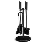 BLADO 5 Pc Black Fireside Companion Set-Durable Cast Iron Fireplace Accessories for Wood Burning Stove-Fire Poker Shovel Fire Brush-Complete Companion Sets for Log Burners - 5 Fireplace Tool Sets