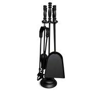 BLADO 5Pc Fireplace Tools Coal Bunker Long Burner Accessories Fireside Companion Set Indoor/Outdoor Fire Pit Stand Shovel Antique Brush Chimney Poker (Milan Fireplace Set)