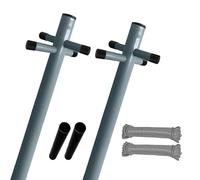 BLADO Heavy Duty Washing Line Poles for Outside - Galvanised Washing Line Post with Socket, 60m Nylon Rope - Metal Clothes Post for Outdoor Use (Grey, 2x)