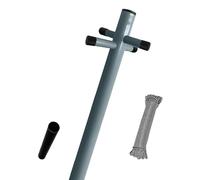 BLADO Heavy Duty Washing Line Poles for Outside - Galvanised Washing Line Post with Socket, 60m Nylon Rope - Metal Clothes Post for Outdoor Use (Grey, 1x)
