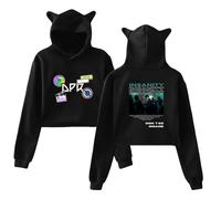 BLAENU DPR IAN Hoodie Girls 2D Print Cat Ears Short Classic Long Sleeve Sweatshirt XXS-XXL-Black||x_l