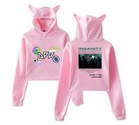 BLAENU DPR IAN Hoodie Girls 2D Print Cat Ears Short Classic Long Sleeve Sweatshirt XXS-XXL-Pink||xx_l