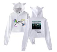 BLAENU DPR IAN Hoodie Girls 2D Print Cat Ears Short Classic Long Sleeve Sweatshirt XXS-XXL-White||x_l