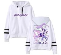 BLAENU Hoodie KPop Demon Hunters Cartoon Unisex Long Sleeve Sweatshirt Casual Retro Harajuku Style Printed Hoodie Men's Women's Streetwear-White||3x_l