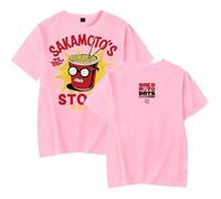 BLAENU Sakamoto Day Merch Men's and Women's T-Shirt 2D Classic Printed Short Sleeve Hip Hop Loose Harajuku Top Cotton Round Neck Hip Hop Tshirt Neutral Streetwear Cosplay Clothing-Pink||xx_s