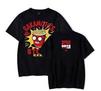BLAENU Sakamoto Day Merch Men's and Women's T-Shirt 2D Classic Printed Short Sleeve Hip Hop Loose Harajuku Top Cotton Round Neck Hip Hop Tshirt Neutral Streetwear Cosplay Clothing-Black||m