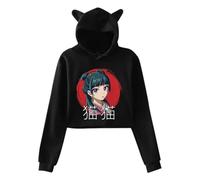 BLAENU The Apothecary Diaries Merch Girls Hoodie Cat Ear Fashion Long Sleeve Sweatshirt Kawaii Pullover Hoodie XXS-XXL-Black||x_s
